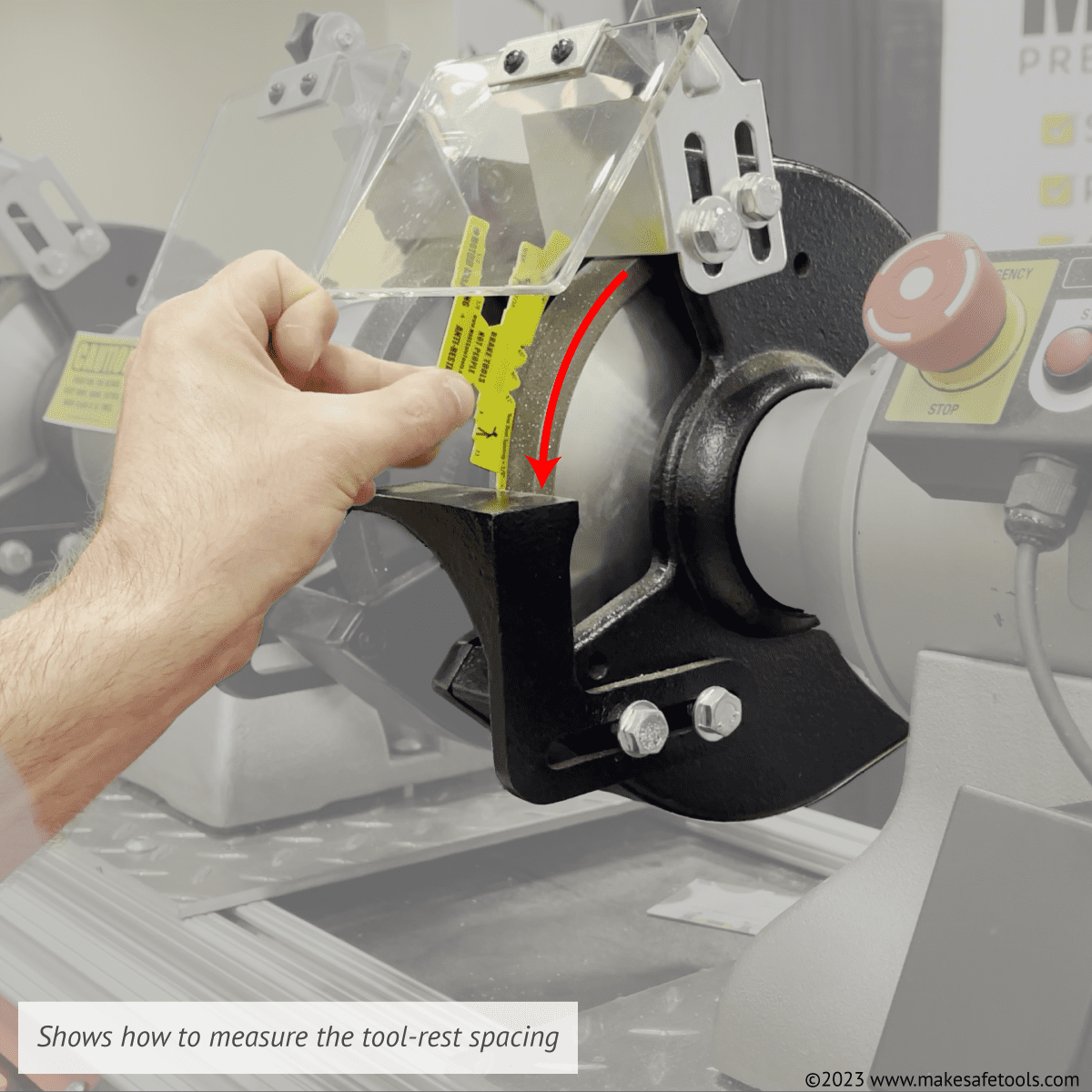 Bench grinder safety gauge, how to use