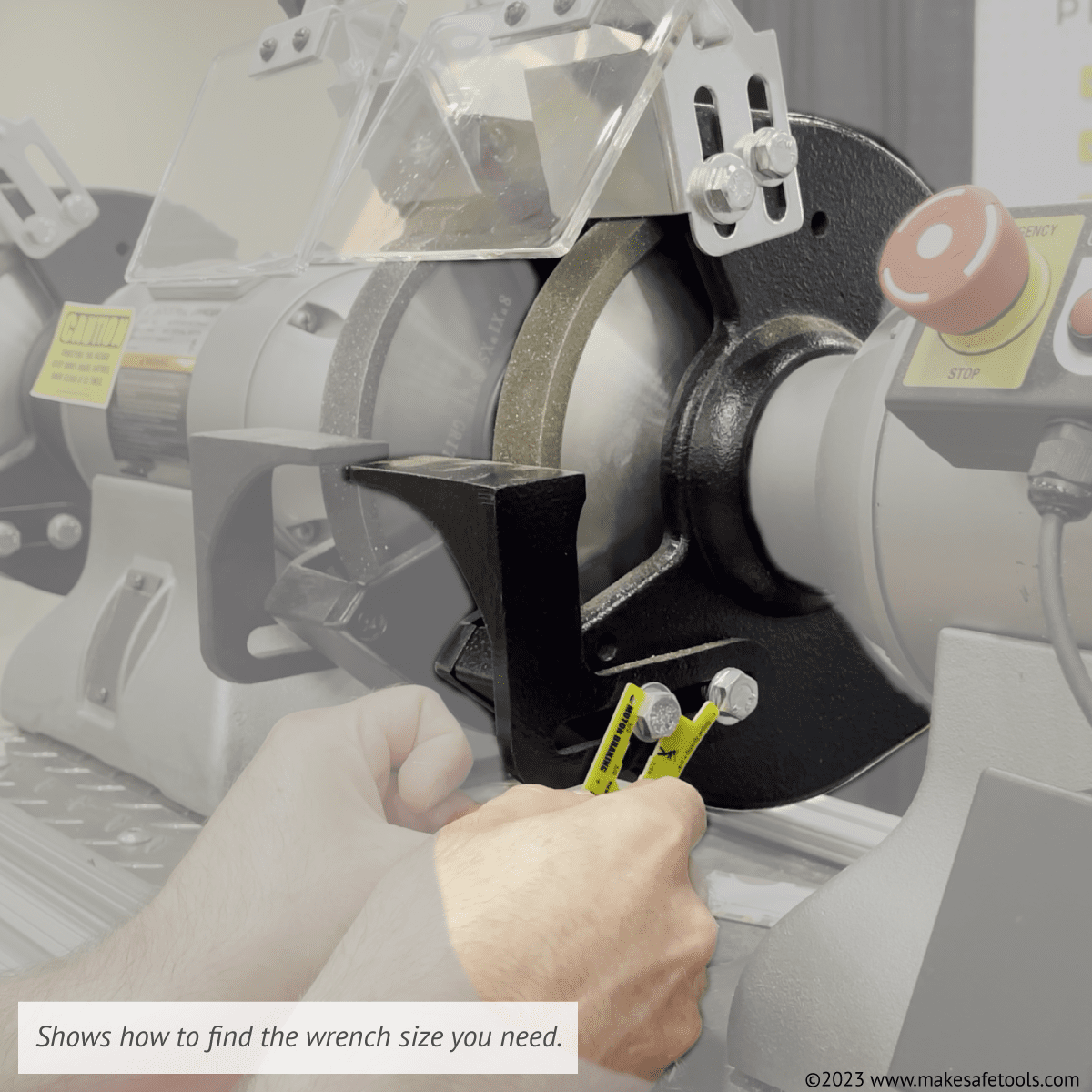Bench grinder safety gauge, how to use for bolt sizing