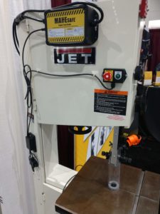 MAKESafe Power Tool Brake, e-stop, and power outage protection installed on 15 inch JET band saw