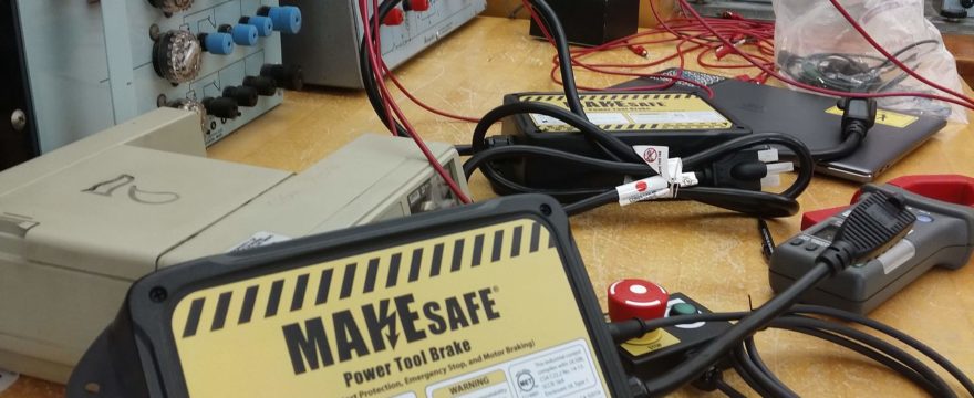 MAKESafe Power Tool Brake, e-stop, and power outage protection testing and teaching at California Polytechnic University (CAL POLY SLO)