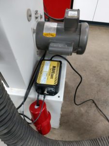 MAKESafe Power Tool Brake, e-stop, and power outage protection installed on 14 inch laguna band saw - view of braking unit