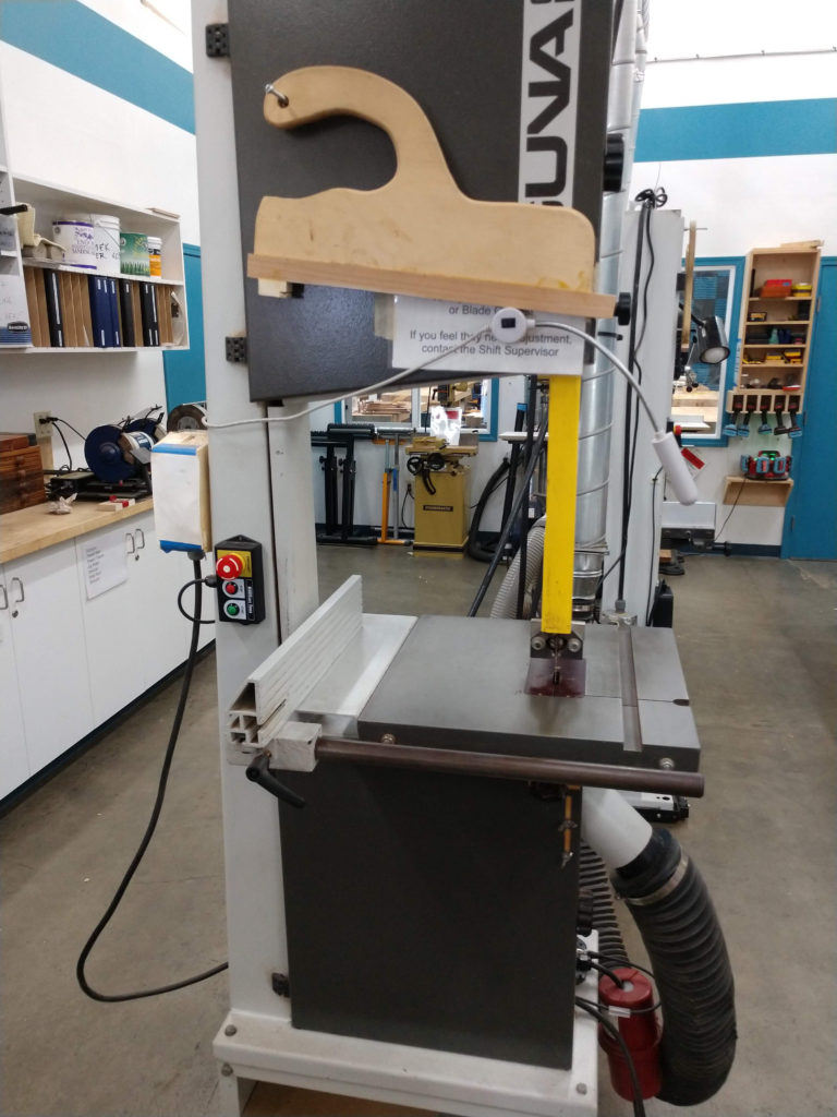 MAKESafe Power Tool Brake, e-stop, and power outage protection installed on 14 inch laguna band saw