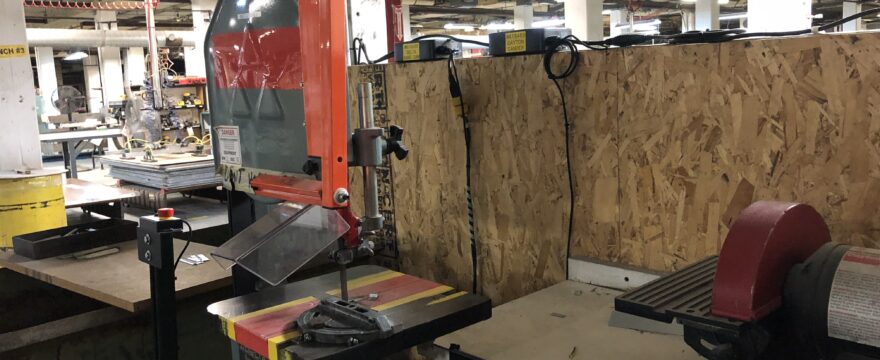 MAKESafe Power Tool Brake, e-stop, and power outage protection installed on band saw - brake unit