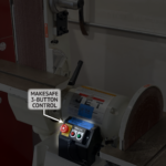 An image of a JSG-6DC Disk Sander and Belt Sander with a highlight showing off our 3 button control panel